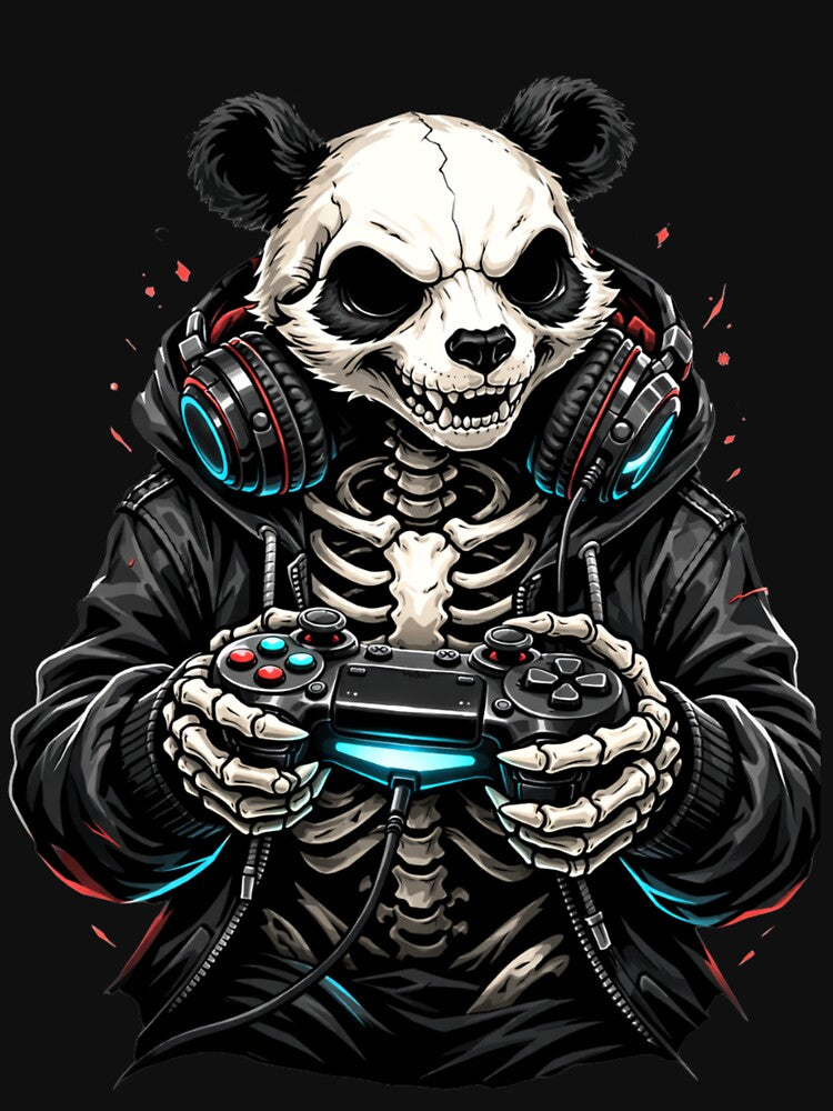 Panda Skeleton Gamer – Competitive Neon Gaming Aesthetic Art by ColorSplash123 T-Shirts, Hoodie, Sweatshirt (Image 3)