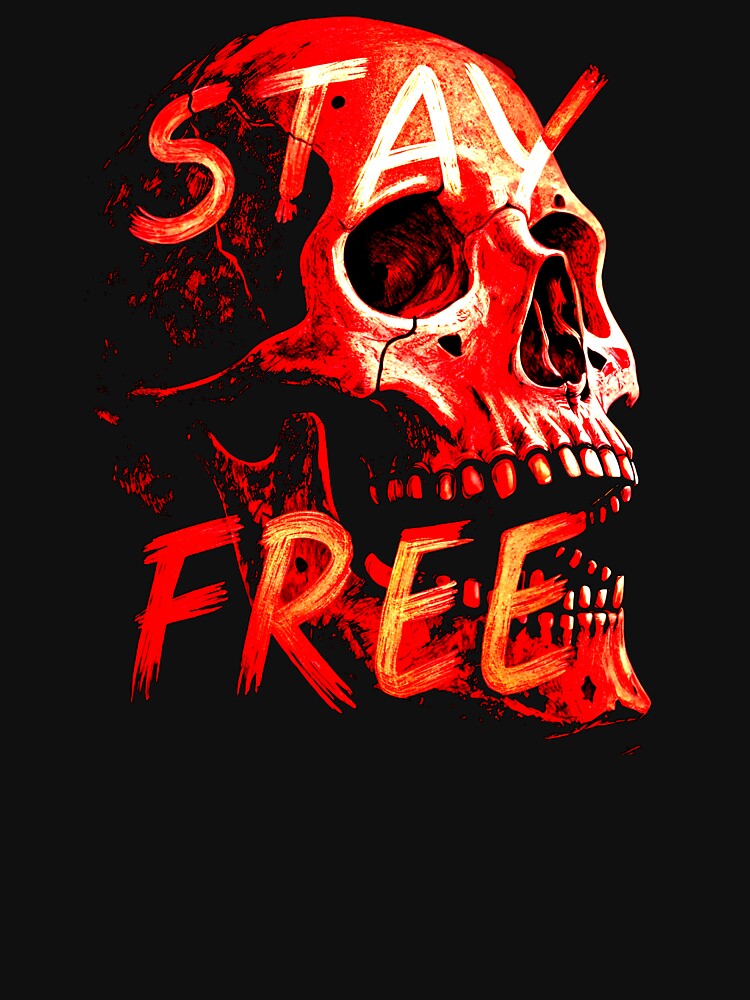 Red Skull “Stay Free” – Gothic Punk Rebel Design by VikArtStudio T-Shirts, Hoodie, Sweatshirt | BlankRebels.com (Image 3)