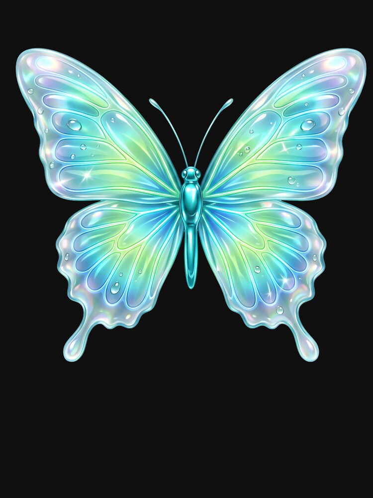 Magical Iridescent Glass Butterfly Teal Blue Wings by DigitalAnnaBanana T-Shirts, Hoodie, Sweatshirt (Image 3)