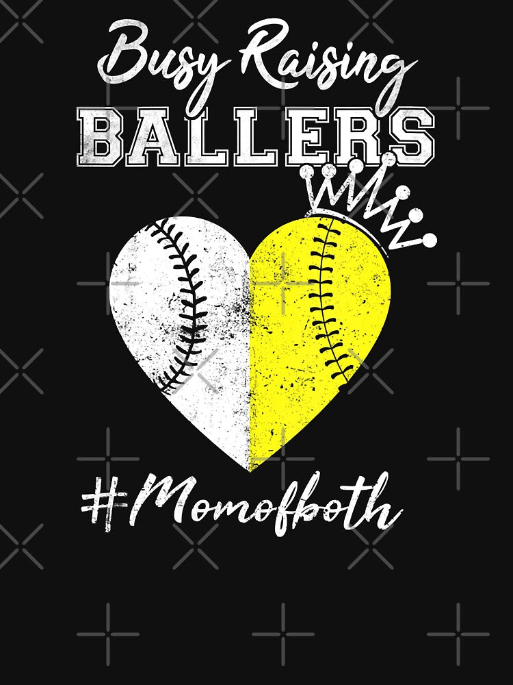 Mom Of Both Baseball Softball Busy Raising Ballers Vintage by MichelSorour T-Shirts, Hoodie, Sweatshirt (Image 3)