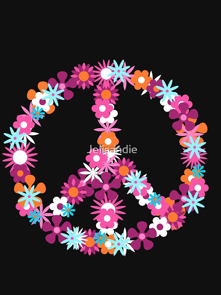 who love peace and flowers: peace sign made of colorful flowers. by Jelisandie T-Shirts, Hoodie, Sweatshirt (Image 3)