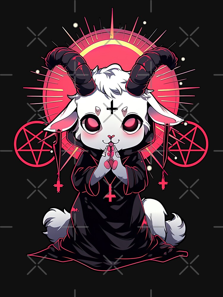 Fun Kawaii Satanic Baphomet Baby Goat Goth Girl by SpookshowDesign