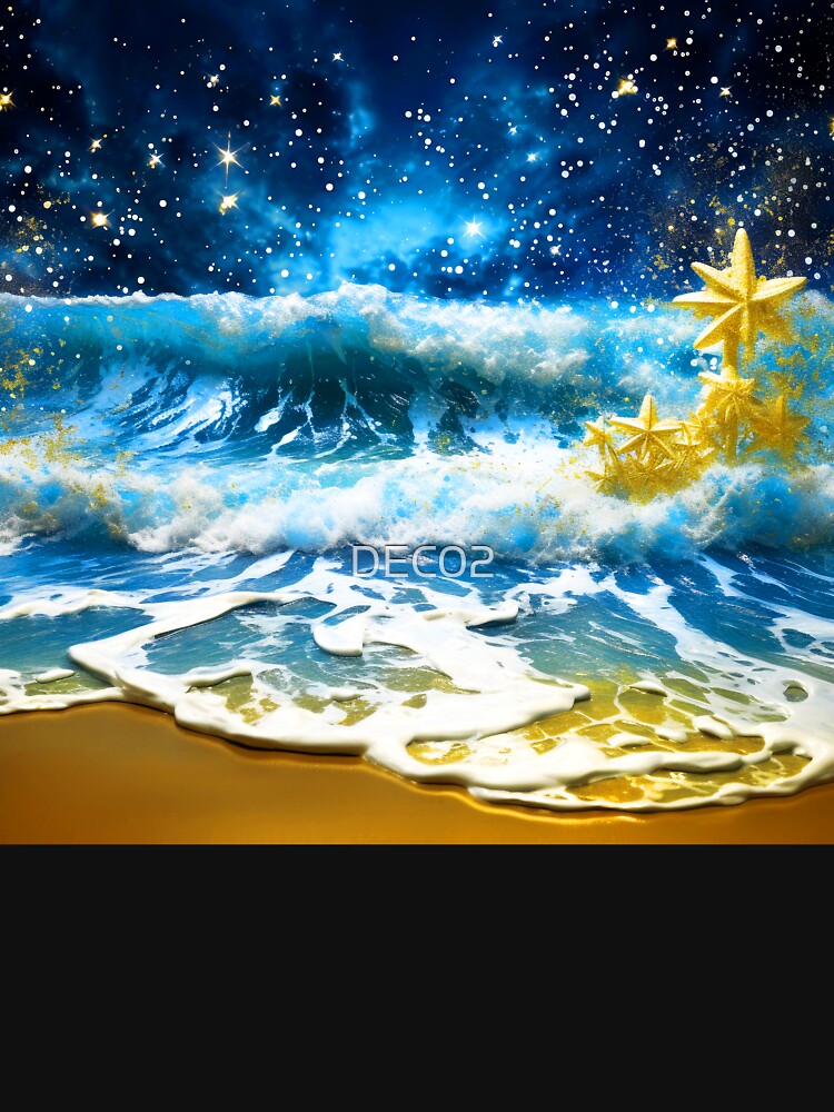 Fantasy Ocean Waves With Golden Stars Exquisite Art by DEC02 T-Shirts, Hoodie, Sweatshirt | BlankRebels.com (Image 3)