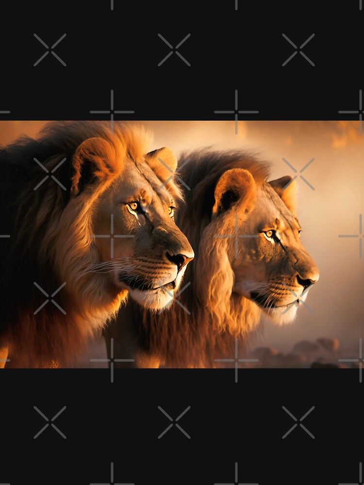 Two lion brothers on African savannah by RK - Shop T-Shirts, Hoodie, Sweatshirt | BlankRebels.com (Image 3)