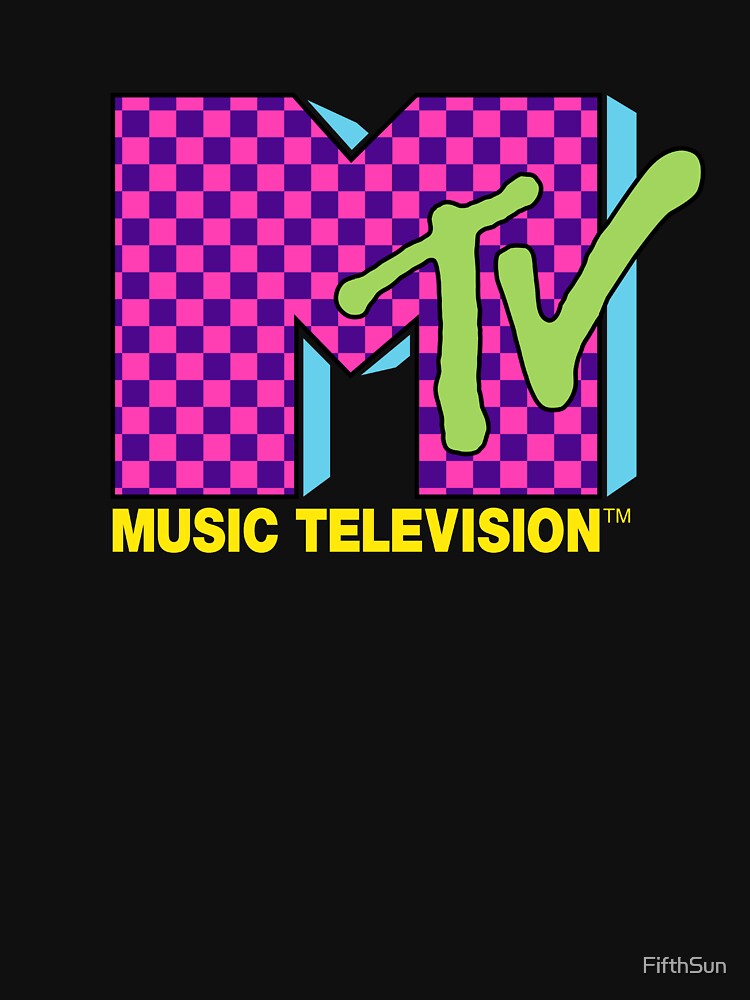 MTV Music Television Retro 80's Neon Pink Checkerboard Logo by FifthSun