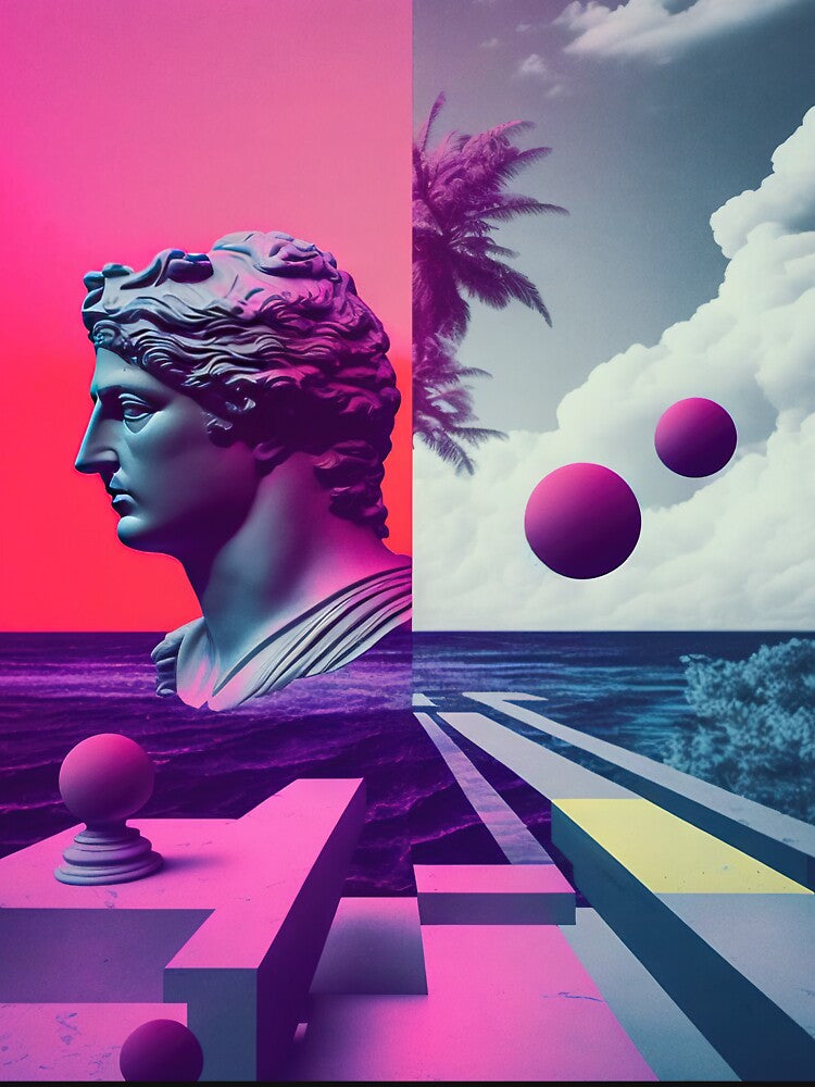 Marble Memories: A Vaporwave Fusion of Retro and Classical Aesthetics by Mullet Monkey T-Shirts, Hoodie, Sweatshirt (Image 3)