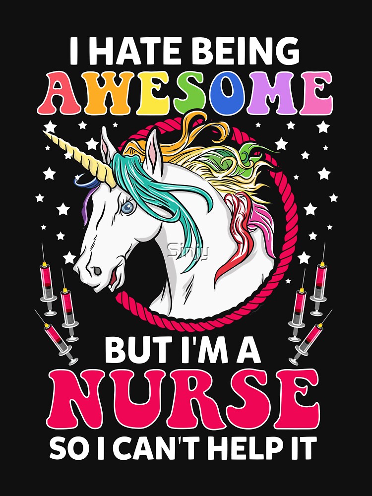 I Hate Being Awesome But I'm A Nurse Unicorn by Sinjy T-Shirts, Hoodie, Sweatshirt | BlankRebels.com (Image 2)