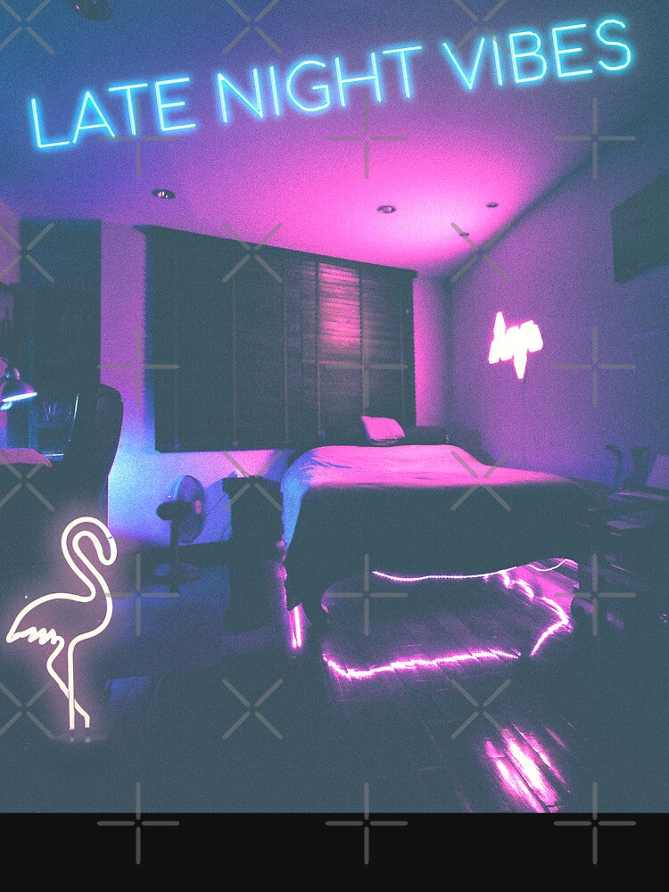 Late Night Vibes. Aesthetic Bedroom with Vaporwave Flamingo product by D-C-Designs T-Shirts, Hoodie, Sweatshirt (Image 3)