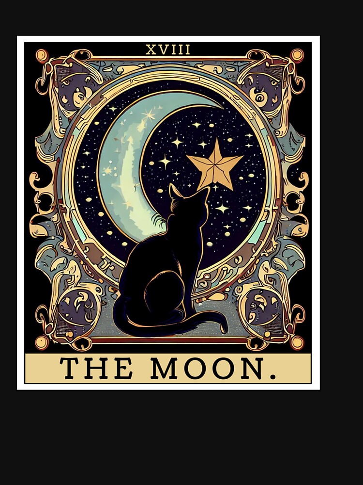 The Cresent Moon Tarot Card Vintage Black Cat Women's Men's by taaddison50 T-Shirts, Hoodie, Sweatshirt (Image 3)