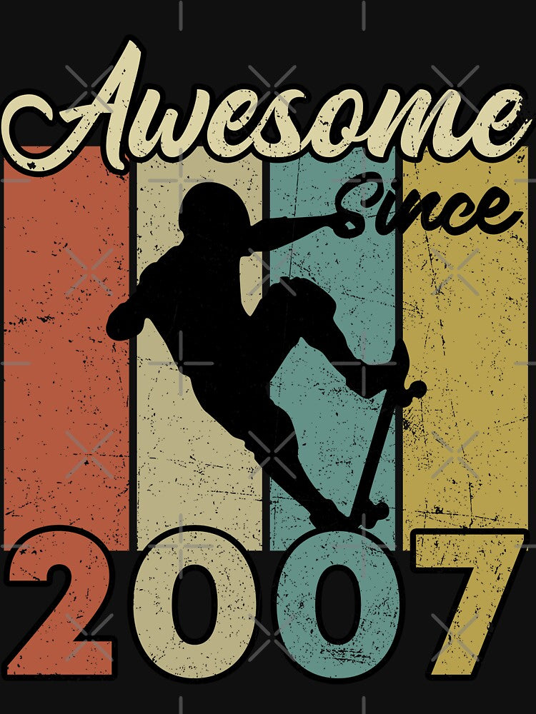 15th Birthday Awesome Since 2007 Skateboard 15 Years Old by TheWildStyle T-Shirts, Hoodie, Sweatshirt (Image 3)