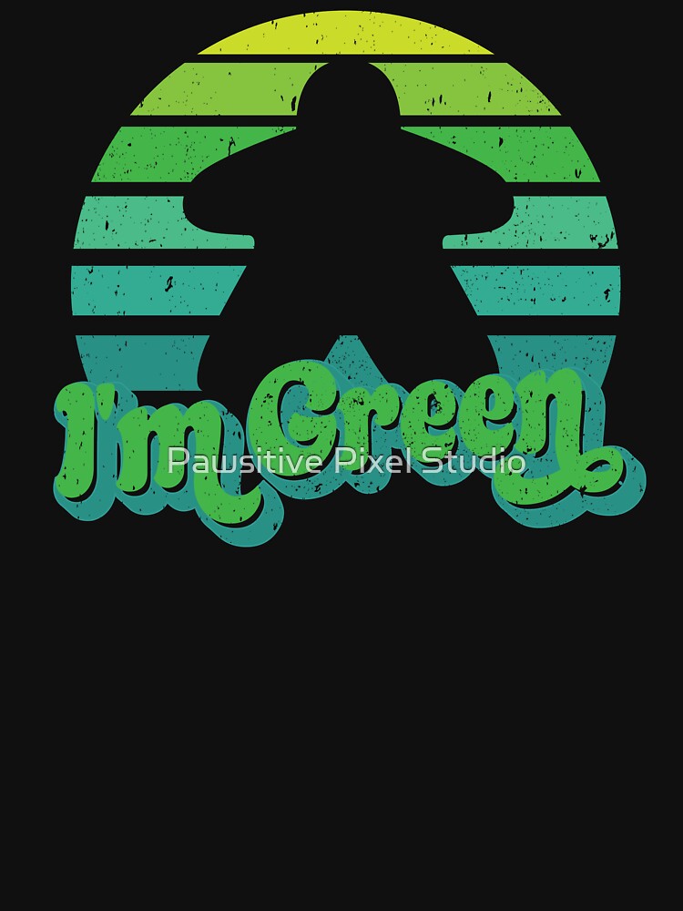 I'm Green Meeple Retro Sunset for Board Game Night by Pawsitive Pixel Studio T-Shirts, Hoodie, Sweatshirt (Image 3)