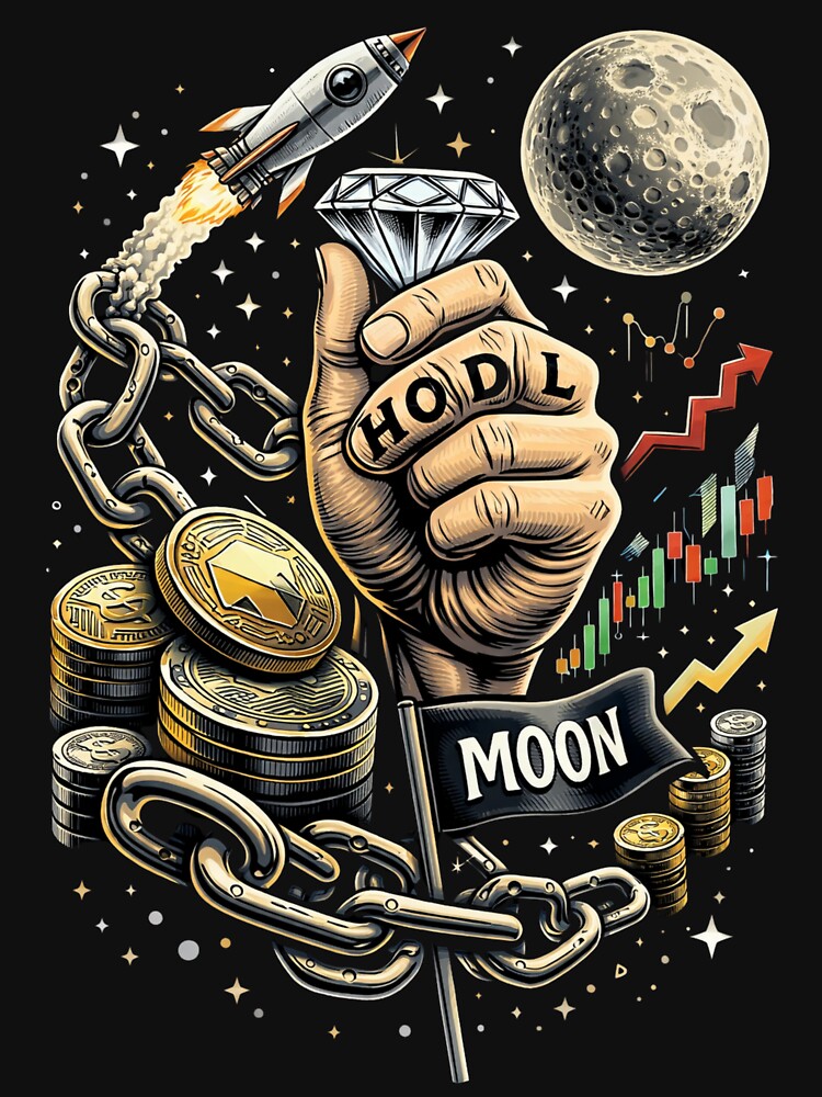 HODL to the Moon – Funny Crypto Diamond Hands Illustration by Zuday T-Shirts, Hoodie, Sweatshirt | BlankRebels.com (Image 3)