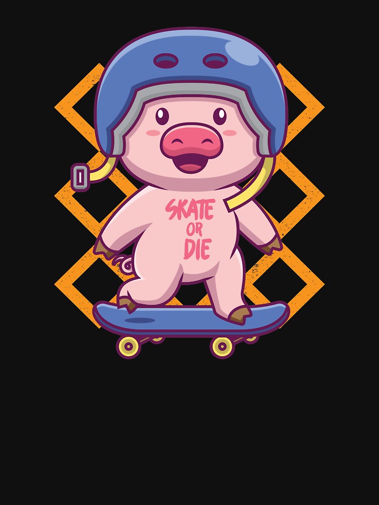 Skateboarding Pig by printworxx T-Shirts, Hoodie, Sweatshirt | BlankRebels.com (Image 3)