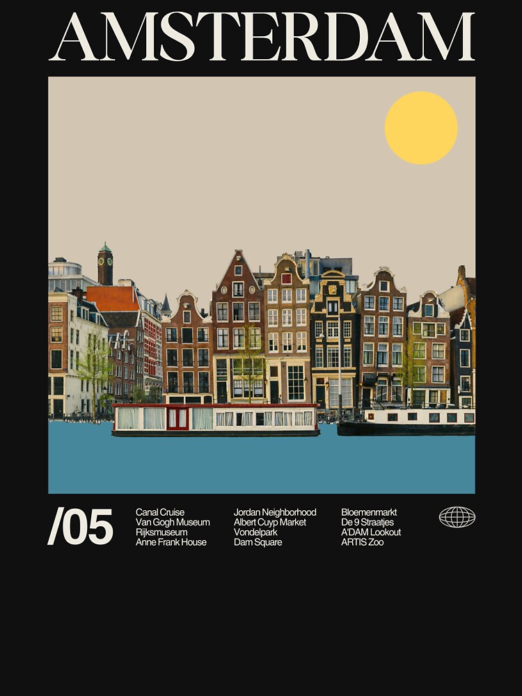 Amsterdam Minimalist Aesthetic Dark Colour by moyjoystudio T-Shirts, Hoodie, Sweatshirt | BlankRebels.com (Image 3)