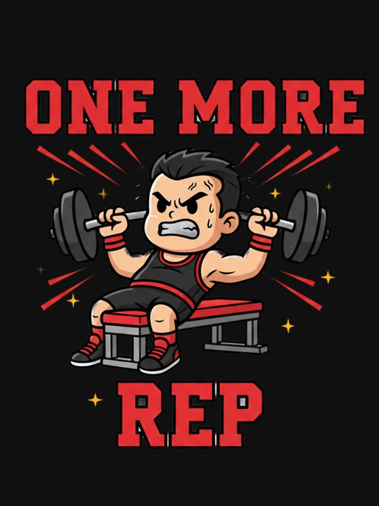 One More Rep Motivational Gym Cartoon Design | Fitness Workout Digital Illustration for T-Shirts & POD by CozyPops