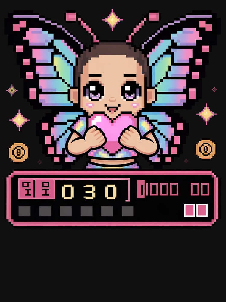 Pixel Kawaii Butterfly Girl HP 030 | Y2K Retro Game Aesthetic by mo-carnival T-Shirts, Hoodie, Sweatshirt (Image 3)