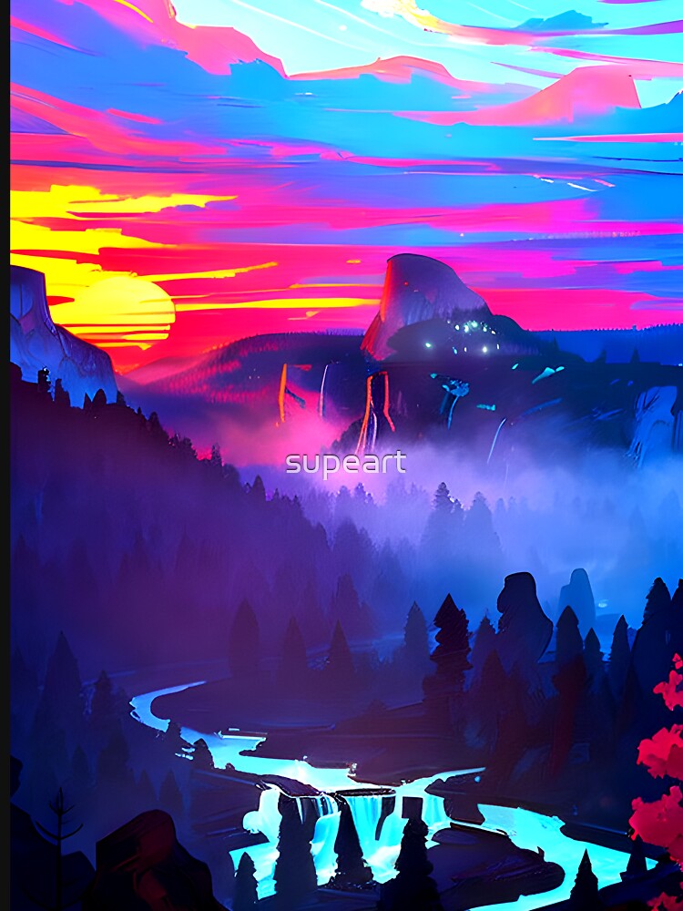 Experience the Beauty of Nature with a Minimalist Mountain River View Print by supeart T-Shirts, Hoodie, Sweatshirt (Image 3)