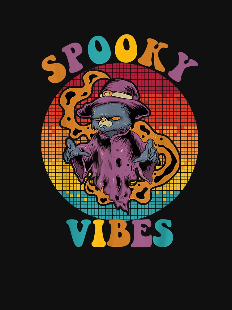 Retro Spooky Vibes Halloween - vintage spooky cat Halloween by Jonahjimenez T-Shirts, Hoodie, Sweatshirt (Image 3)