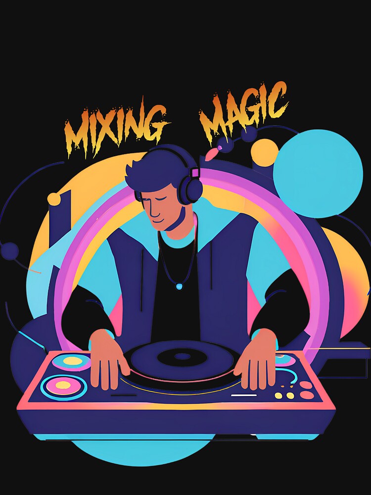 Mixing Magic – Neon DJ Illustration by Teehiv T-Shirts, Hoodie, Sweatshirt | BlankRebels.com (Image 3)