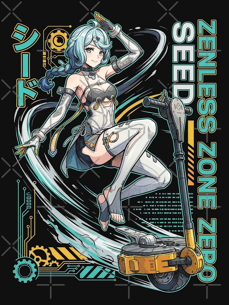 Seed Zenless Zone Zero Retrowave Synth Neon Mecha by HakoCity T-Shirts, Hoodie, Sweatshirt | BlankRebels.com (Image 3)