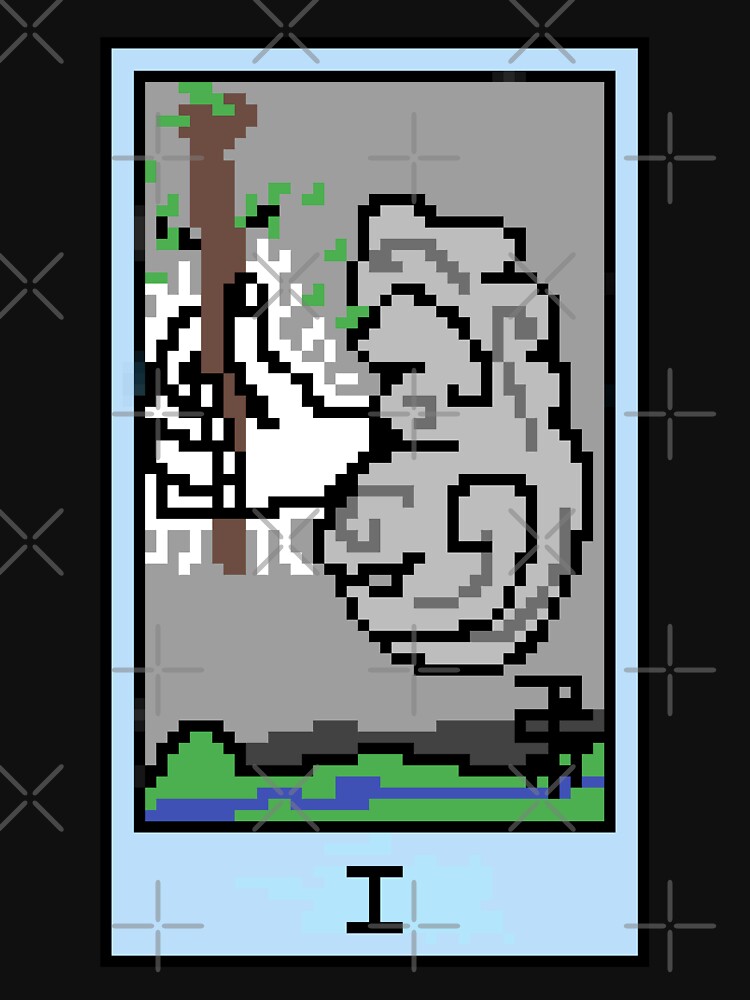 Wait, is this pixel art tarot? Black - Minor Arcana 'Ace of Wands' (Design for T-shirt, stickers and other... (Image 3)