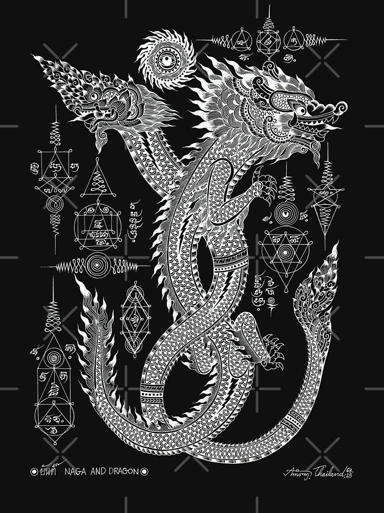 Talisman White Dragon,Dragon Graphics ,dragon tee,Dungeons and Dragons ,Thai Dragon,Dragon lover gift. by... (Image 3)