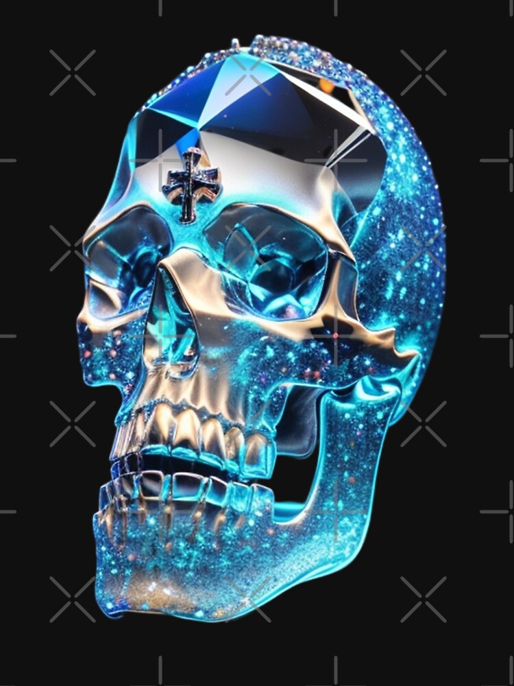 Futuristic Crystal Skull – Cyberpunk Blue Skull Art by Dragonfly-10 T-Shirts, Hoodie, Sweatshirt | BlankRebels.com (Image 3)