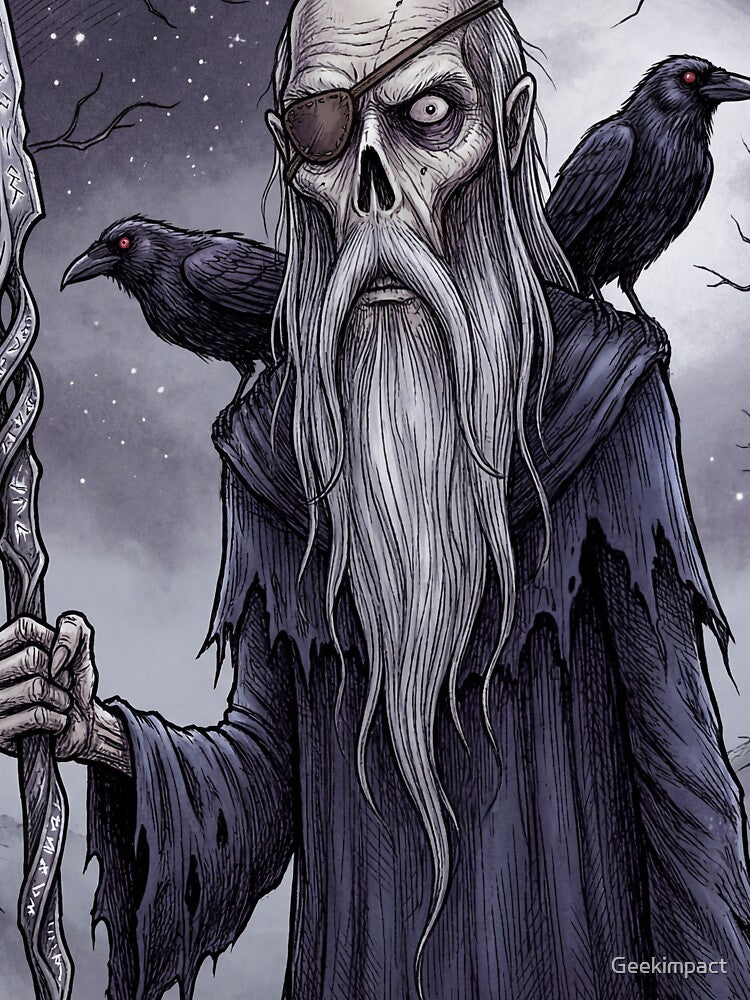 Odin the Allfather Ancient Norse God Gothic style illustration by Vintage Designs + T-Shirts, Hoodie, Sweatshirt (Image 3)