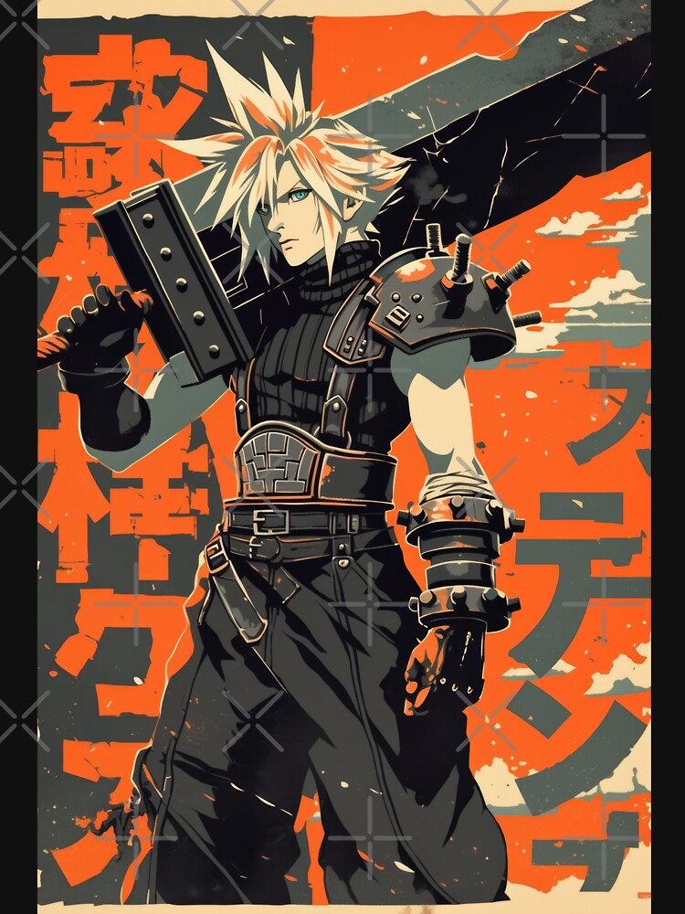 Cloud Strife Vintage Warned Poster by AnimeArsenalPrints