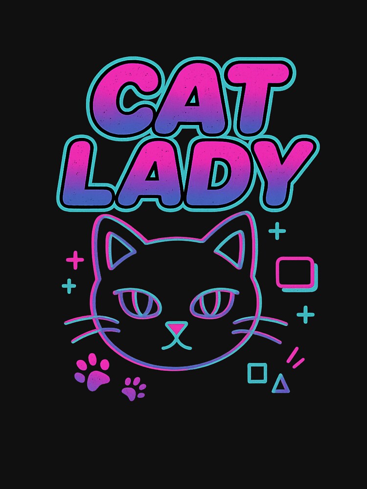 Cat Lady Shirt – Gift for Proud Cat Moms & Pet Parents – Neon Vaporwave Style by PurfectAttitude Hoodie, Sweatshirt (Image 3)