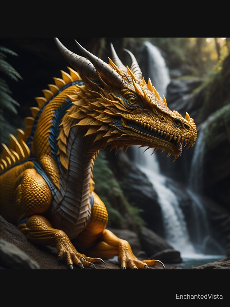 Golden Dragon By Cascading Waterfall by EnchantedVista T-Shirts, Hoodie, Sweatshirt | BlankRebels.com (Image 3)