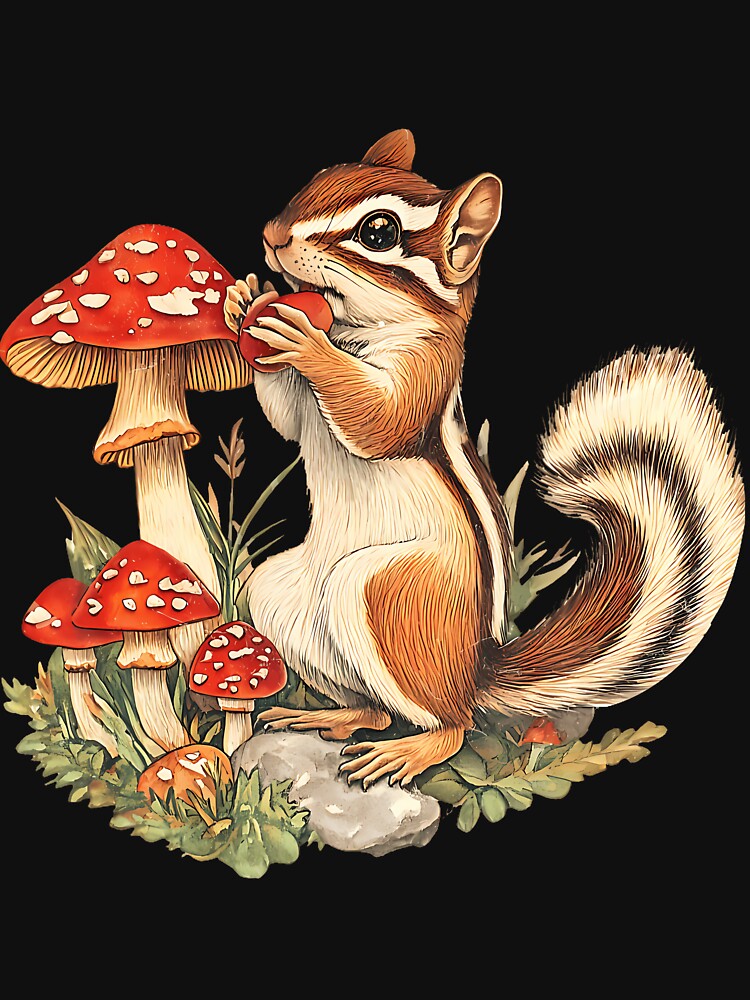 Cute Cottagecore Chipmunk Mushroom Aesthetic Nature Lover by reeneregen T-Shirts, Hoodie, Sweatshirt (Image 3)