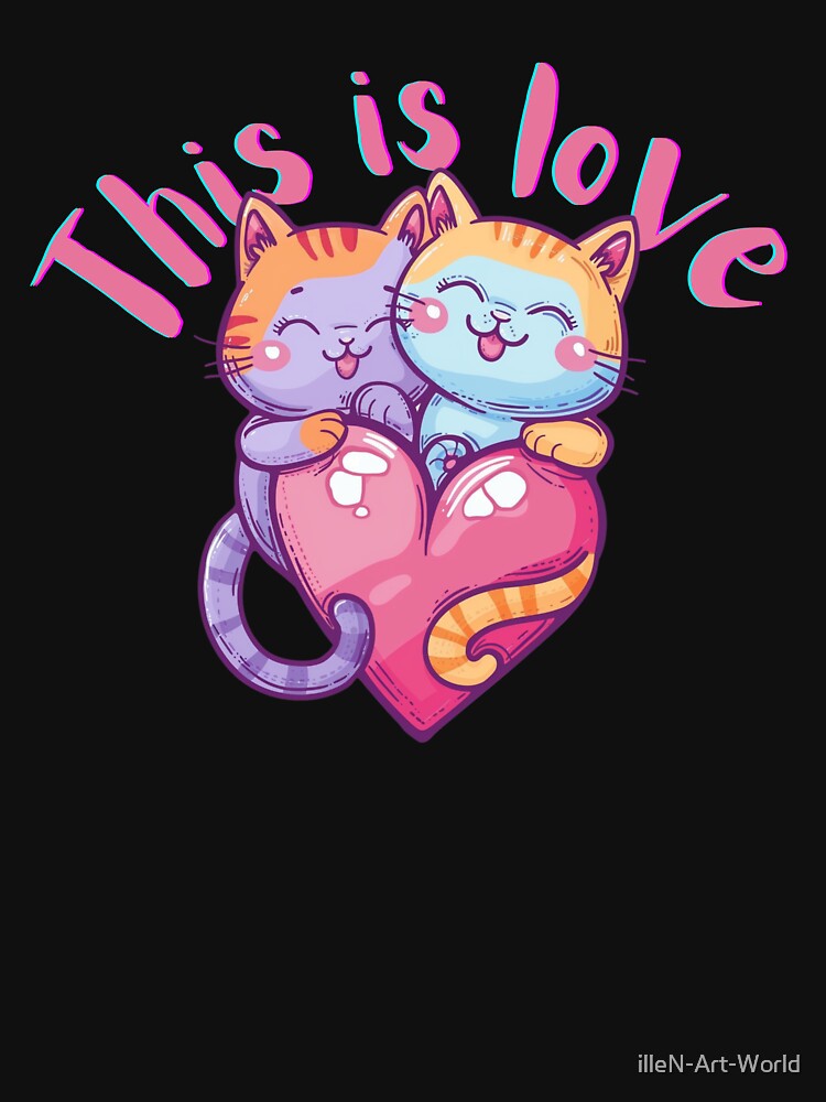 Retro Y2K Aesthetic Cats Love Graphic T-Shirt - Trendy Valentine's Day Outfit by illeN-Art-World Hoodie, Sweatshirt (Image 3)