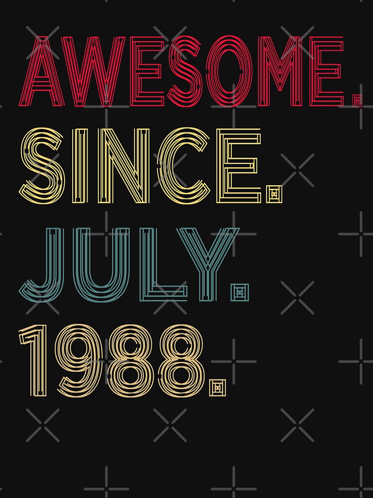 Vintage Awesome Since July 1988 33 Years Old 33rd Birthday Him Her by PatternFariss T-Shirts, Hoodie, Sweatshirt (Image 3)