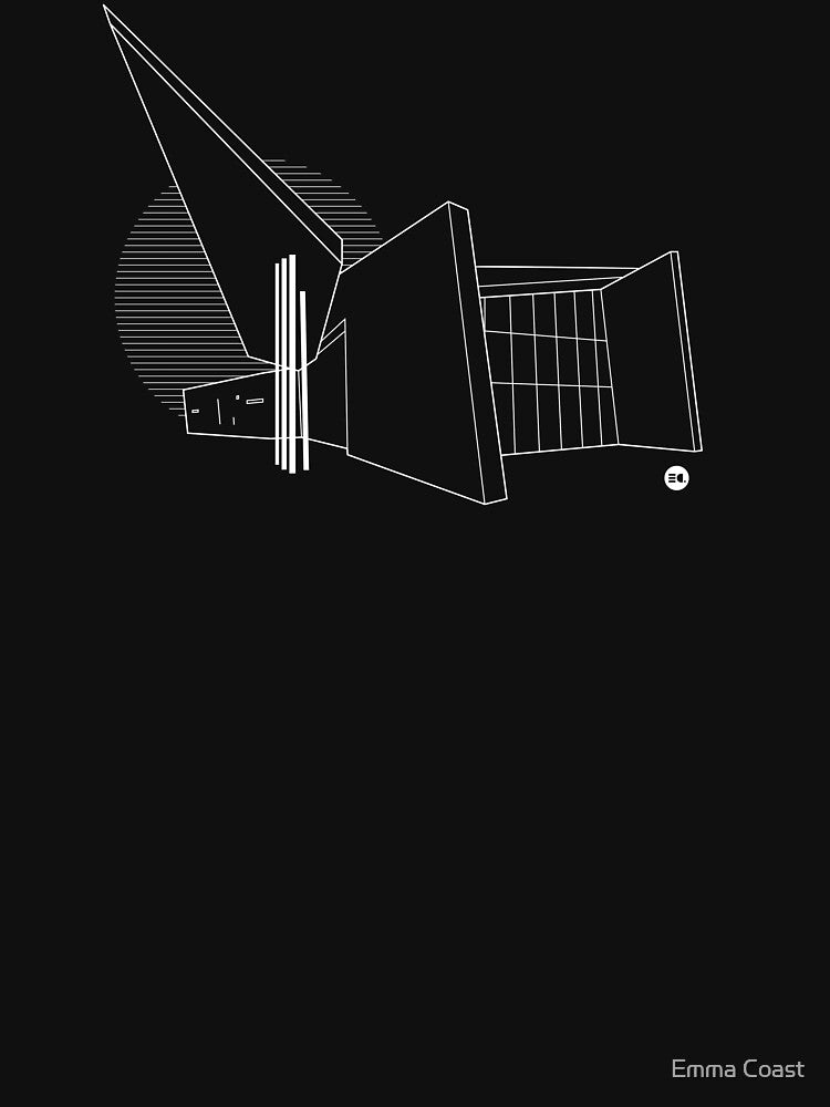 Zaha Hadid | Vitra Fire Station Graphic Line Drawing | Black and white by Emma Coast