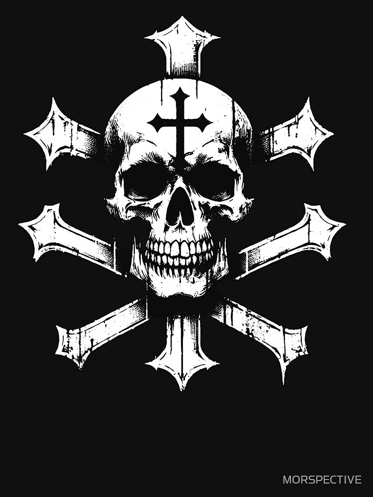 Dark Art Skull Head With Cross Sign Bone Tattoo Grunge Vintage by MORSPECTIVE T-Shirts, Hoodie, Sweatshirt (Image 3)