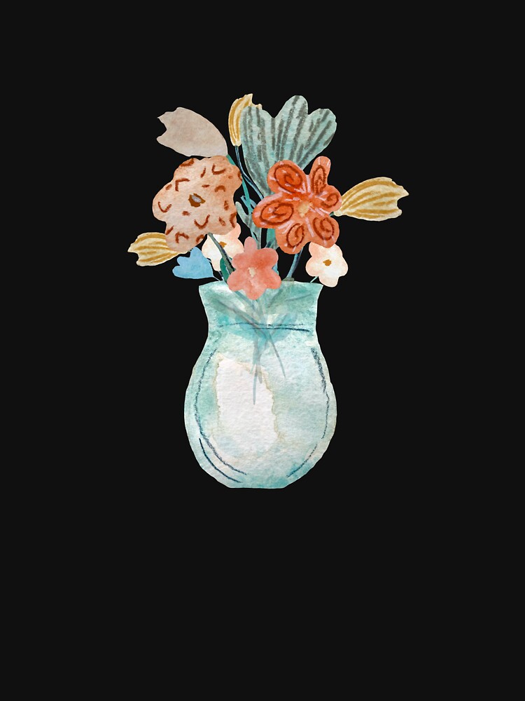 Bouquet flower vase textured a watercolor sketch black by Yana Mustafina | Boho Soulful Designs T-Shirts,... (Image 3)
