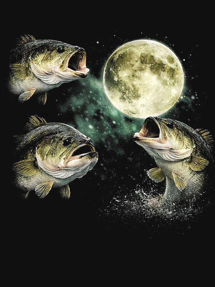 Bass Fish Howling to The Moon Vintage Angler Fisherman by judycuevas1 T-Shirts, Hoodie, Sweatshirt (Image 3)
