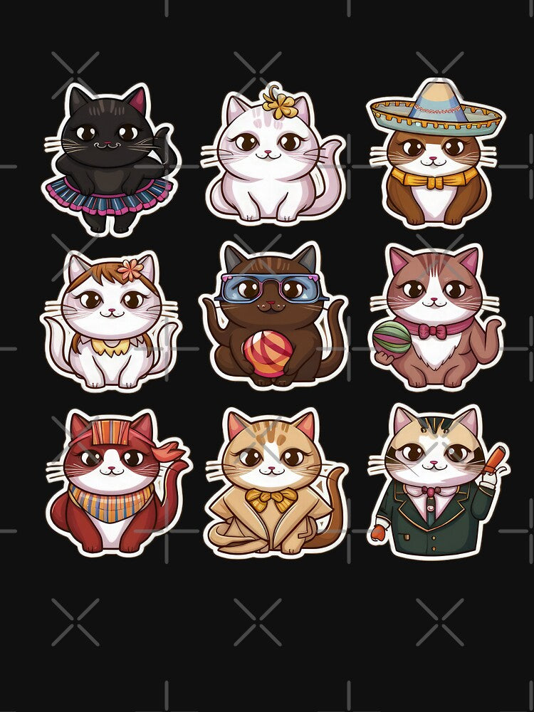 cute funny cat pattern funny cat colorful  kittens with colorful accessories,aesthetic cat art,funny cat,Cat Lover,cute cat,cat pattern by Expressions-Sel