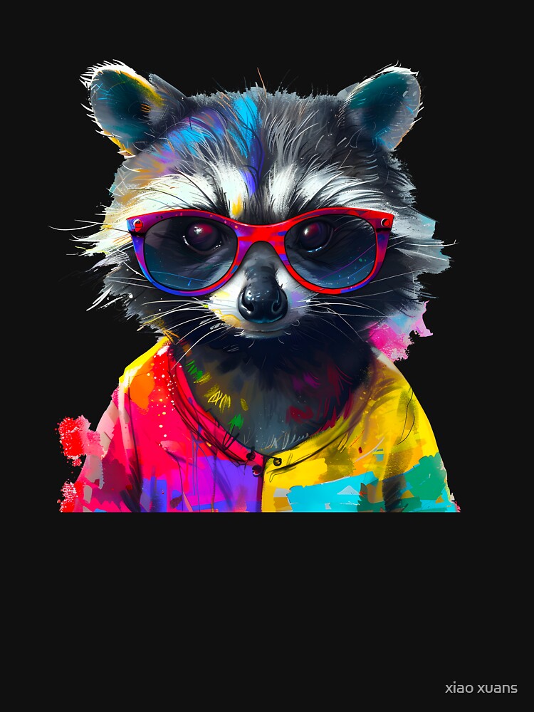 Colorful Raccoon With Glasses by xiao xuans T-Shirts, Hoodie, Sweatshirt | BlankRebels.com (Image 3)