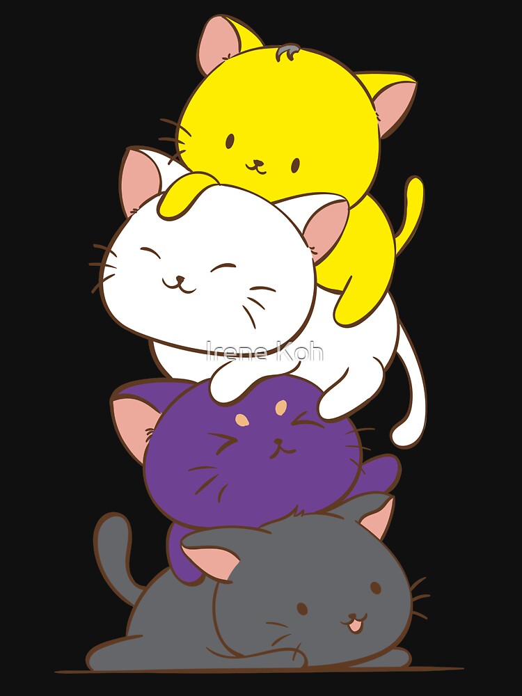 Nonbinary Pride Flag Kawaii Cats Cute LGBTQ Non-binary Kitty for Enby by Irene Koh T-Shirts, Hoodie, Sweatshirt (Image 3)