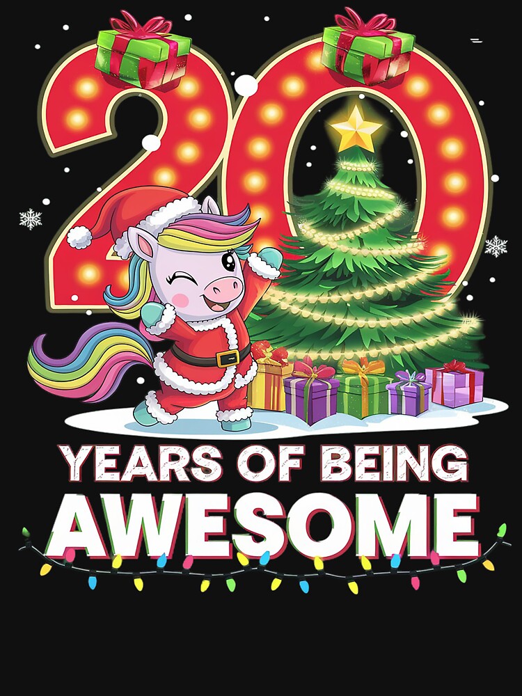 20 Years Of Being Awesome Unicorn 20th Birthday Christmas by angolinnArt T-Shirts, Hoodie, Sweatshirt (Image 3)