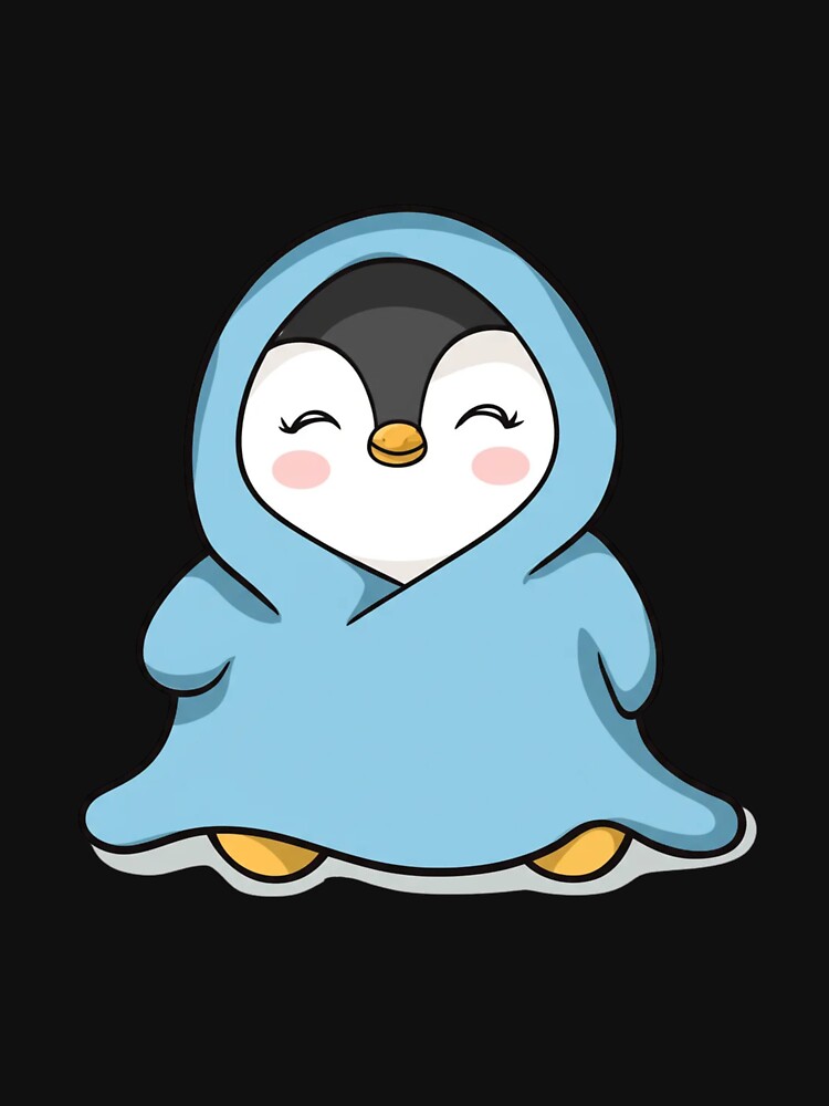 Chibi Penguin in Oversized Hoodie – Cute Kawaii Cozy Penguin Design by ColorSplash123 T-Shirts, Sweatshirt (Image 3)