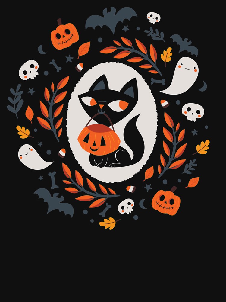 Cute Retro Black Cat Fall Halloween by michaelart18 T-Shirts, Hoodie, Sweatshirt | BlankRebels.com (Image 3)