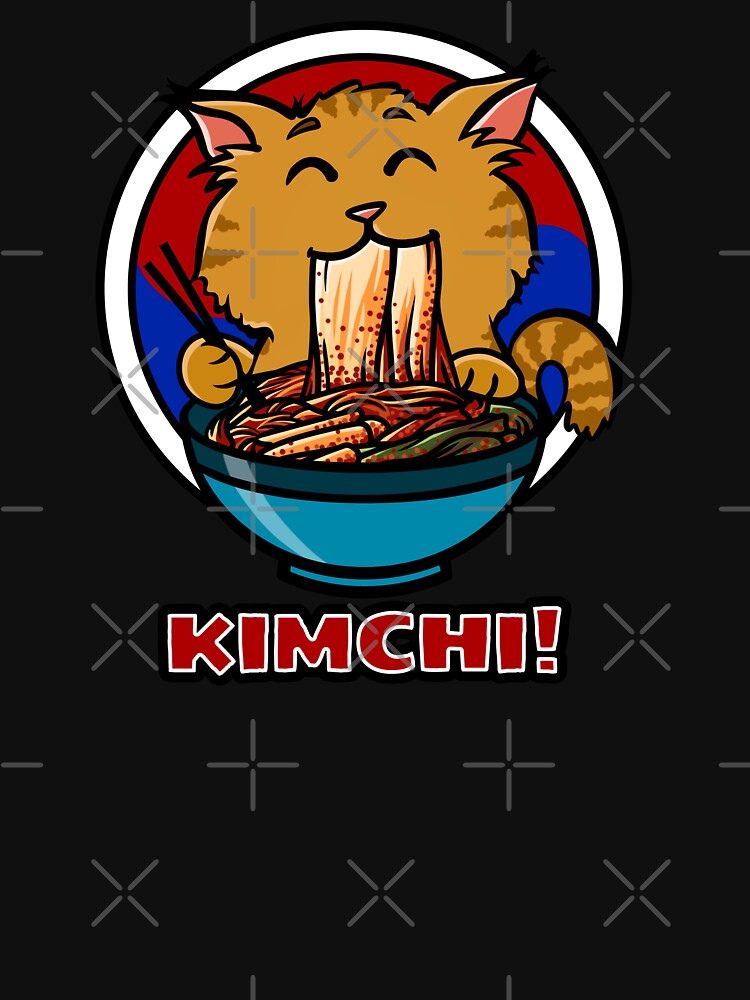Kawaii Orange Cat & Kimchi Trio - Authentic Baechu, Chonggak, & Gat Kimchi Art by Jesta Graphics