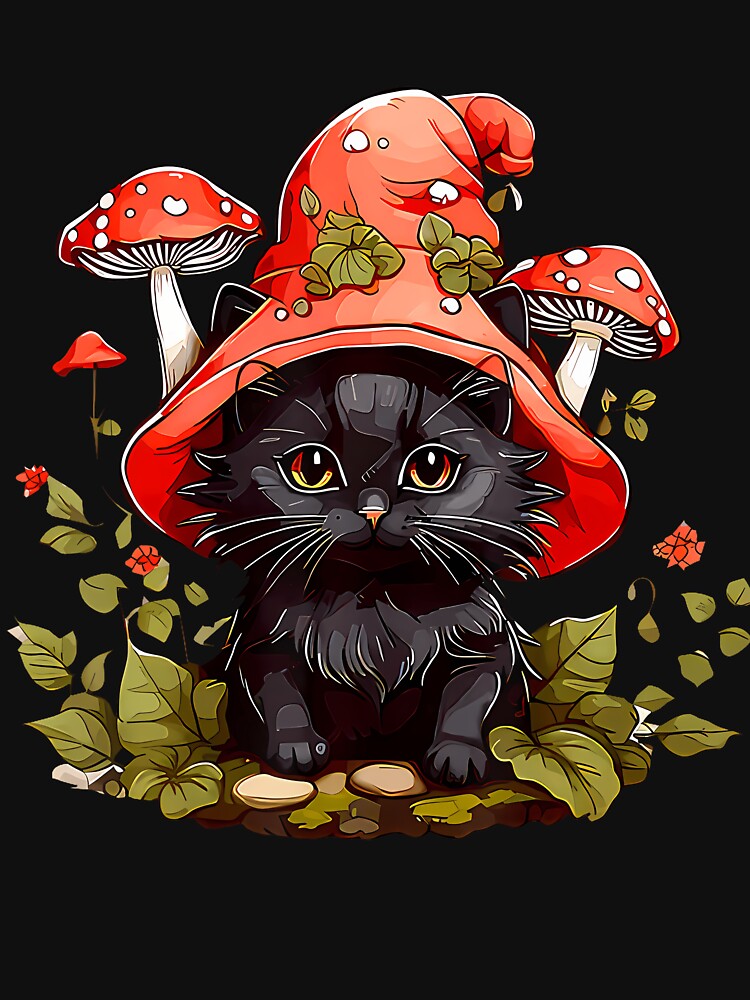 Cute Cottagecore Cat Mushroom Hat Vintage Grunge Aesthetic by MicheleDanita T-Shirts, Hoodie, Sweatshirt (Image 3)