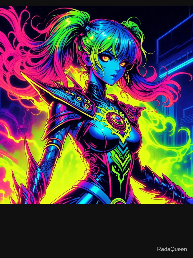 Cyber Sun: Neon Armor Goddess by RadaQueen T-Shirts, Hoodie, Sweatshirt | BlankRebels.com (Image 3)