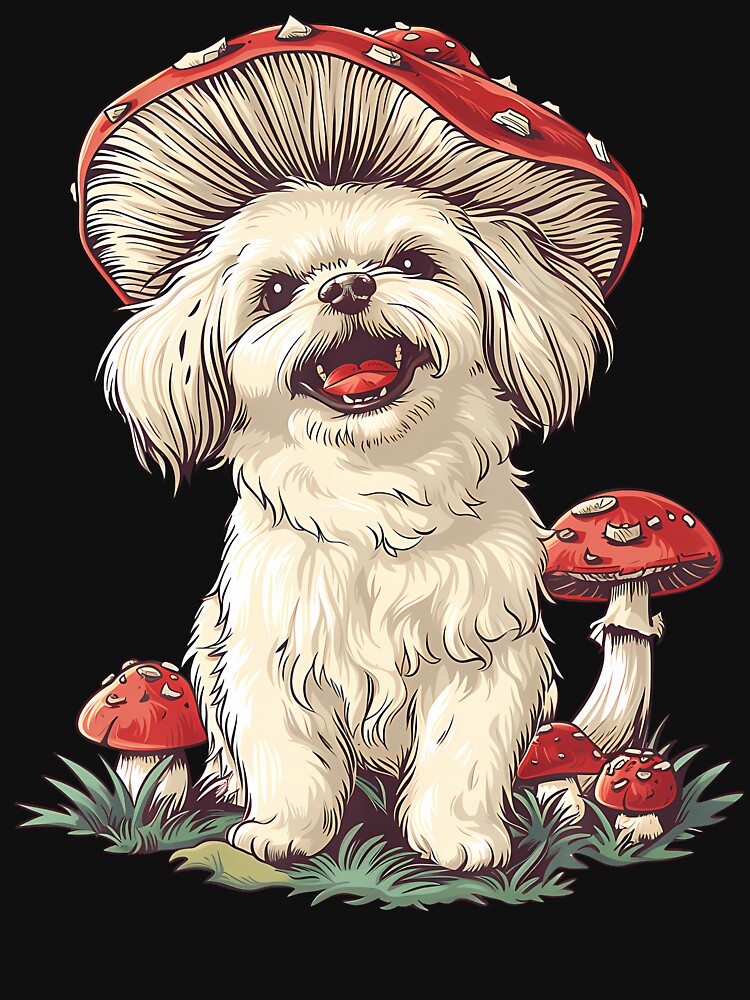 Maltese Dog Cottagecore Aesthetic Mushroom Hat by AdellBridgett T-Shirts, Hoodie, Sweatshirt | BlankRebels.com (Image 3)