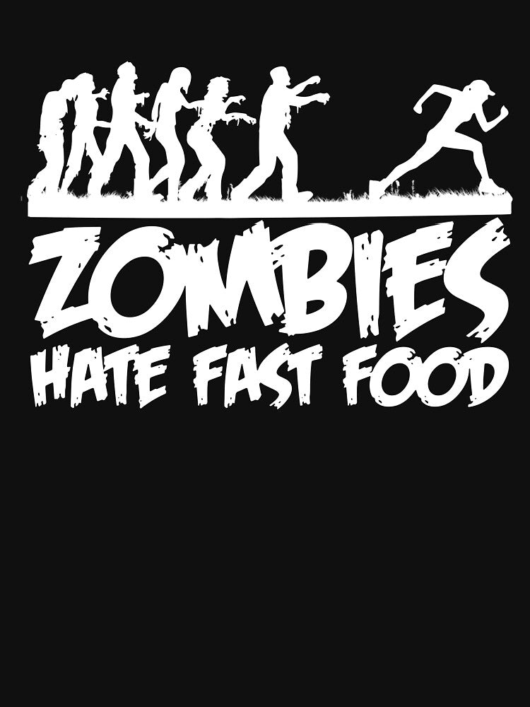 Zombies Hate Fast Food Woman Running From Zombies Halloween by DNW-art T-Shirts, Hoodie, Sweatshirt (Image 3)