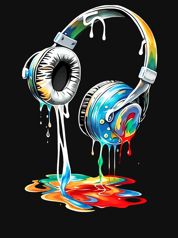 Colorful Dripping Headphones Music Art Design by margamPagenberg